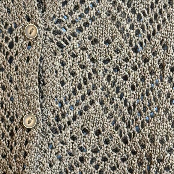 Brown Crochet Short Sleeve Button Front Cardigan (L) NWT - Picture 3 of 8